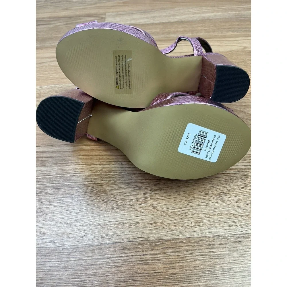 New York & Company Metallic Pink Snakeskin Platform Heels Women's Size‎ 9.5 NEW